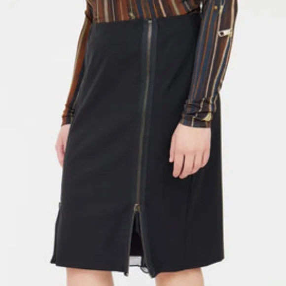 Jean Paul Gaultier | Wool Skirt with Zipped Silk Panels NWOT | Size 6 - Picture 3 of 4